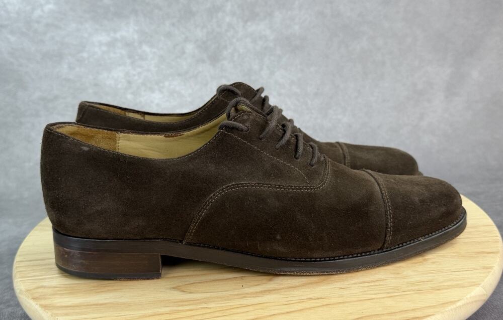 Ralph Lauren Polo Brown Suede Oxford Captoe Men's Dress Shoes 10.5D Italy Made